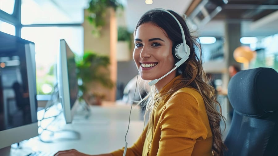Asesora de servicio al cliente sonriendo